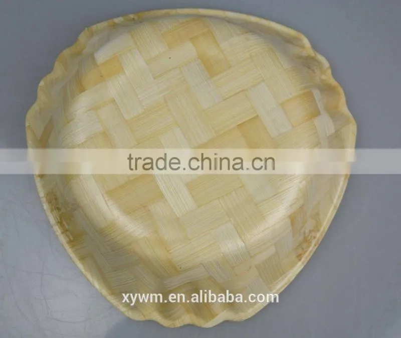 Retail No Normal Anomaly Triangle Color Painting Picture Handmade Bamboo Woven Wooden Salad Bowl Kitchen Tools