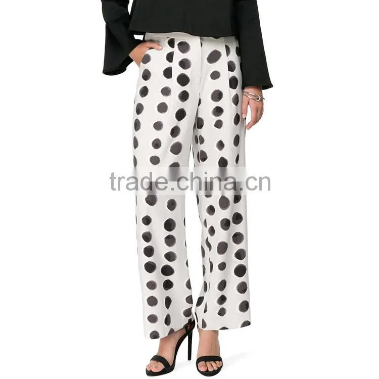 Oem clothes supplier Ltweight dot print formal wear fashion loose pants for women