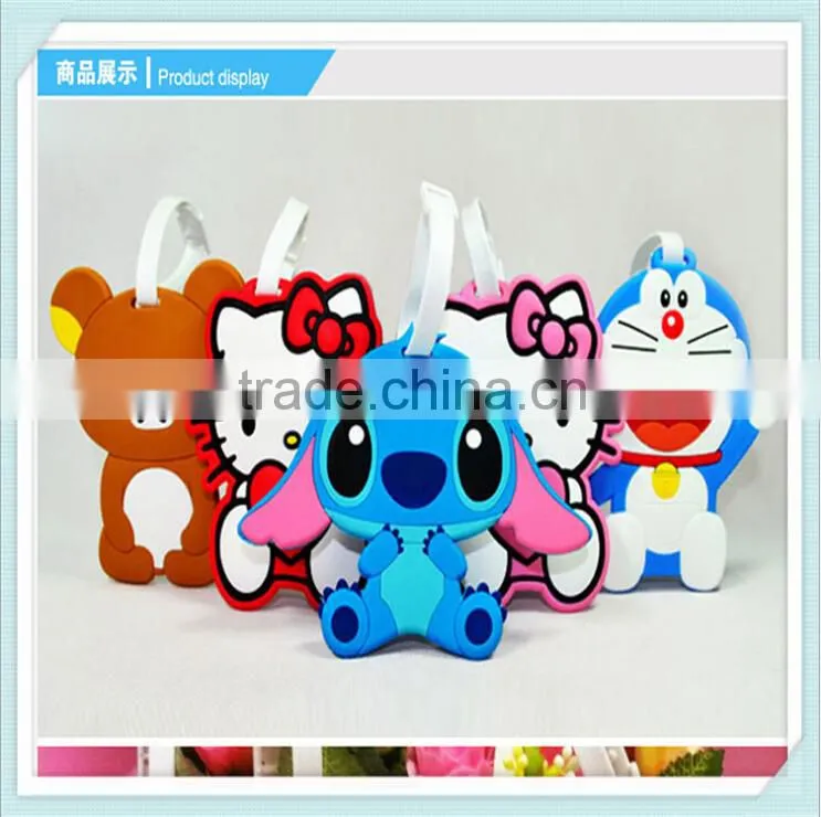 Hogift 2015 new cartoon soft PVC luggage tag/promotion luggage tag/custom luggage tag