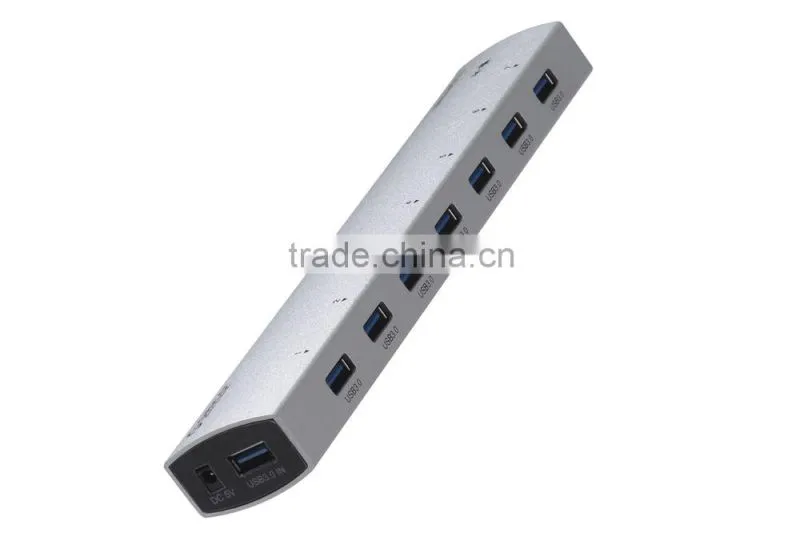 Wholesale OEM 7 Ports USB 3.0 Hub with Power Adapter,superspeed usb hub