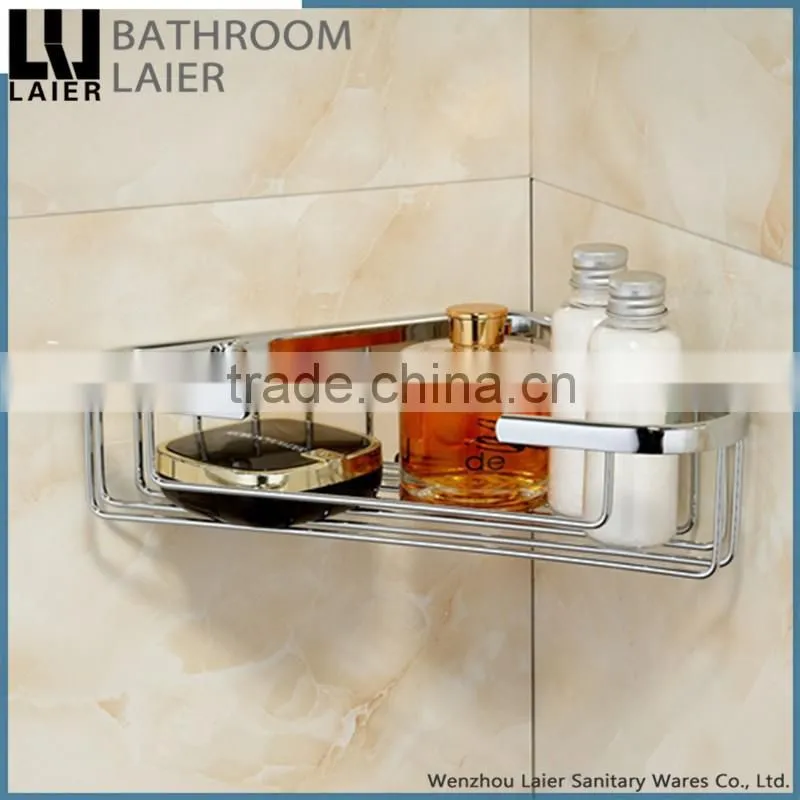 Classic-Style Simple brass chrome finishing wall mounted brassbathroom accessories double corner basket