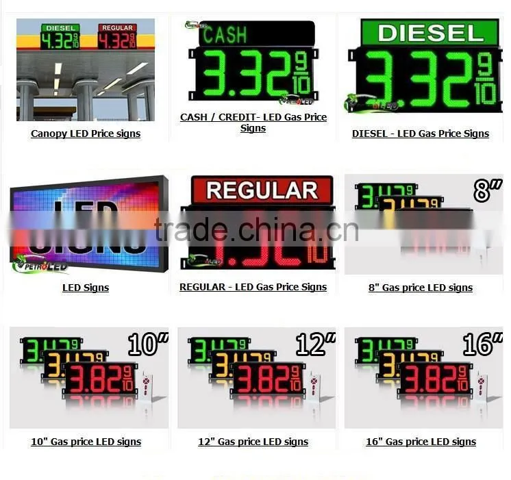 LED gas station price display /sign /board Gas Station Price Sign,Gas Station Led Price Sign,Led 7 Segment Price Signs