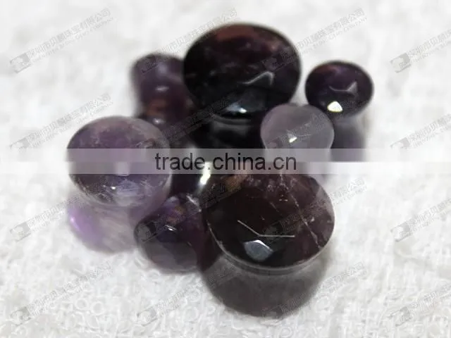 Natural amethyst double flare gemstone ear plugs,ear piercing plugs