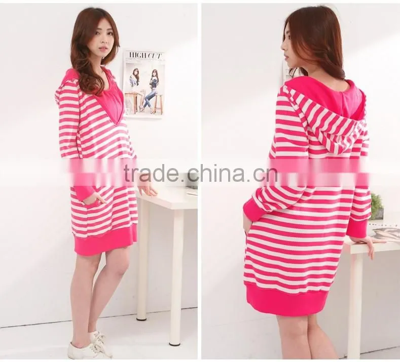 Long dress with Hoodie Breastfeeding clothes for Pregnant Women
