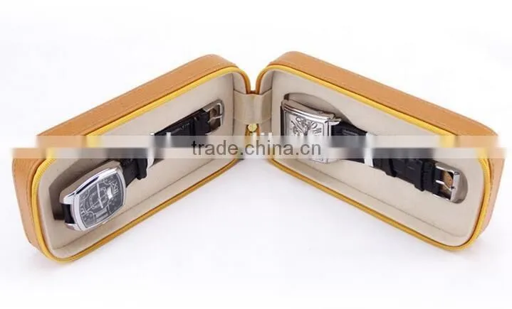 Genuine Leather Zipper watch box, Couple watches gift box