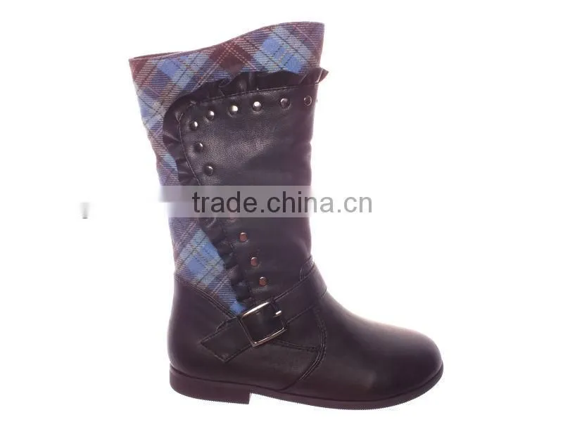 Fashion boots with rivets and strap buckle for kids 2014