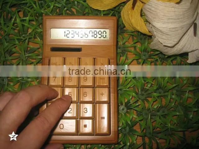 Solar Charge Bamboo Calculator Wood calculator unique for christmas gift