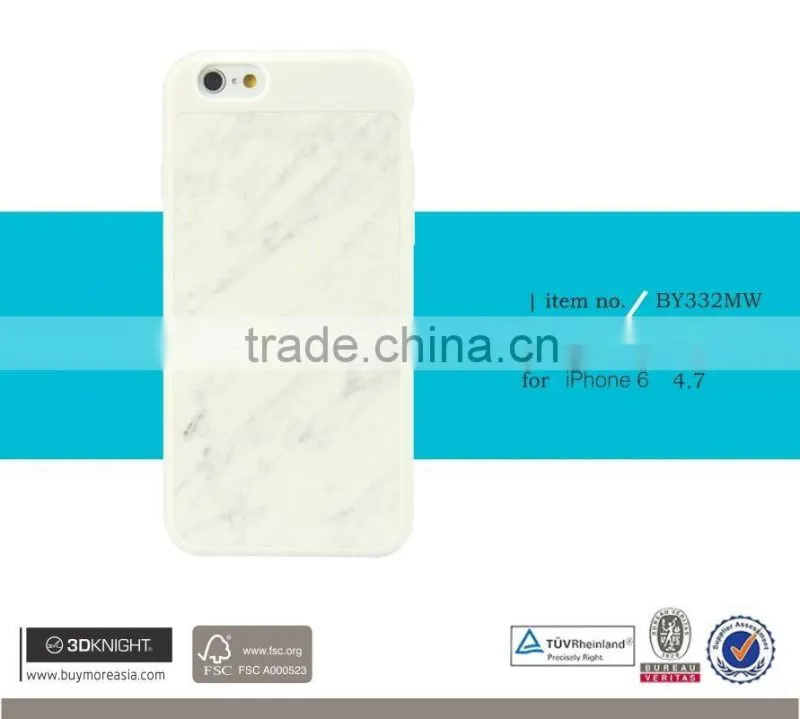 3D Knight Custom Quality PC Optional Black White Red Hand-made Blank Real Marble Back Cover for iPhone 6 Thin Marble Phone Case