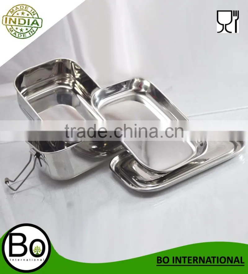 stainless steel bento lunch box two layer 17 x 12 x 8 cm