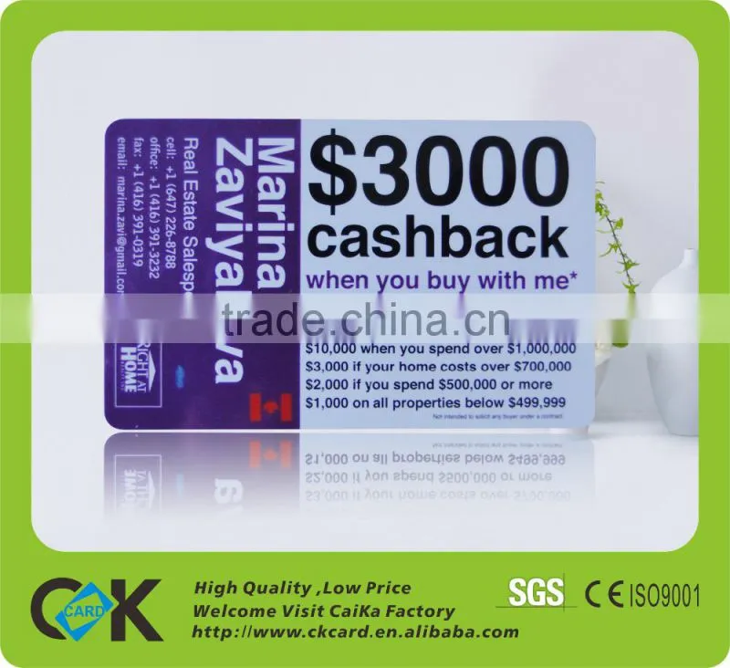 promotional pvc coupon printing with SGS insurance