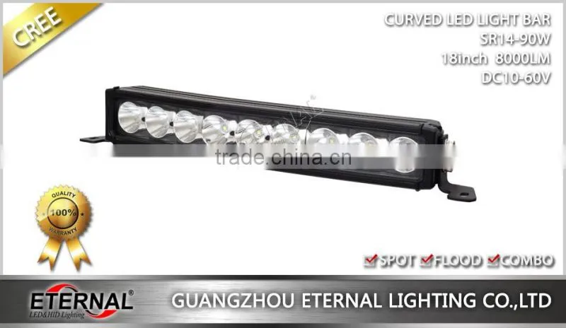 90W high power curved light bar spot flood combo marine boat motor sports 4x4 pick up truck trailer lamp
