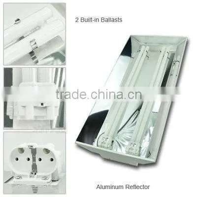 Dual Lamp T5 Fluorescent Bulb Grow Light Hood Reflector