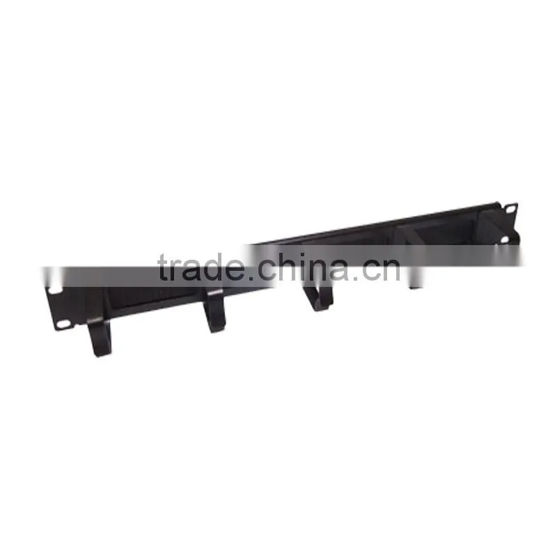 1U 19-inch racks d-ring brush cable management Panel with Brush Grommet