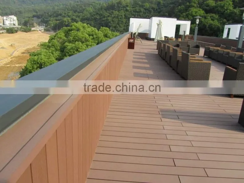 Eco-friendly bamboo plastic composite deck waterproof solid wpc flooring anti-slip wpc decking