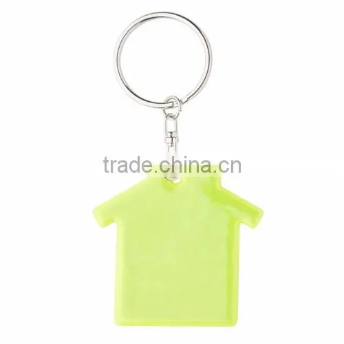 house shaped reflective keyring with small carabiner