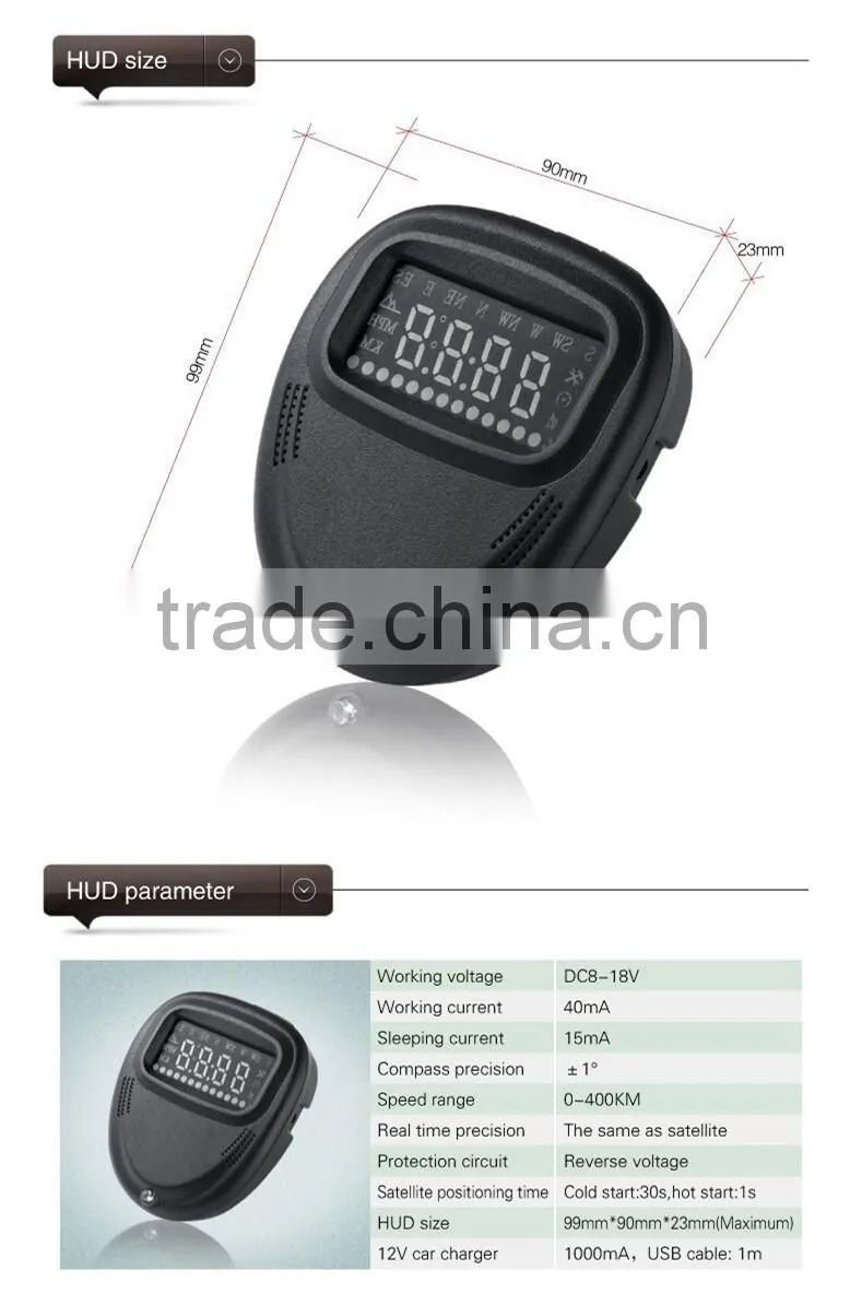 2016 Hot Sale Universal GPS HUD A1 Head Up Display Car OBD2 Speedometer KMH MPH Overspeed Alarm For All Cars