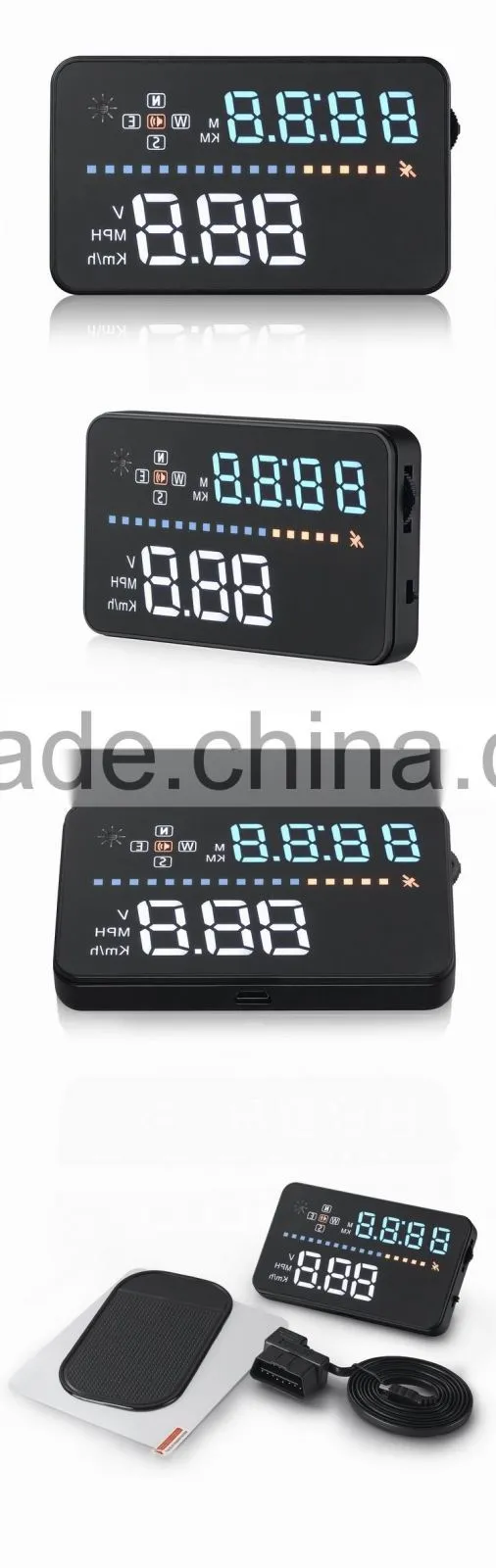3.5'' GPS Universal Car HUD Head Up Display Car Alarm System Speed Warning With Campass