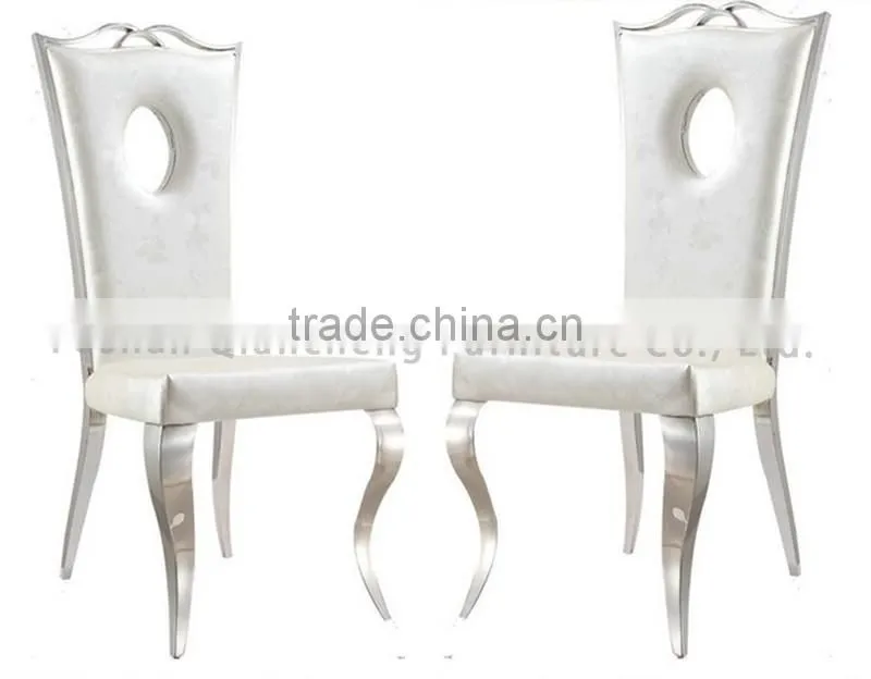 stainless steel leg leather dining chair modern
