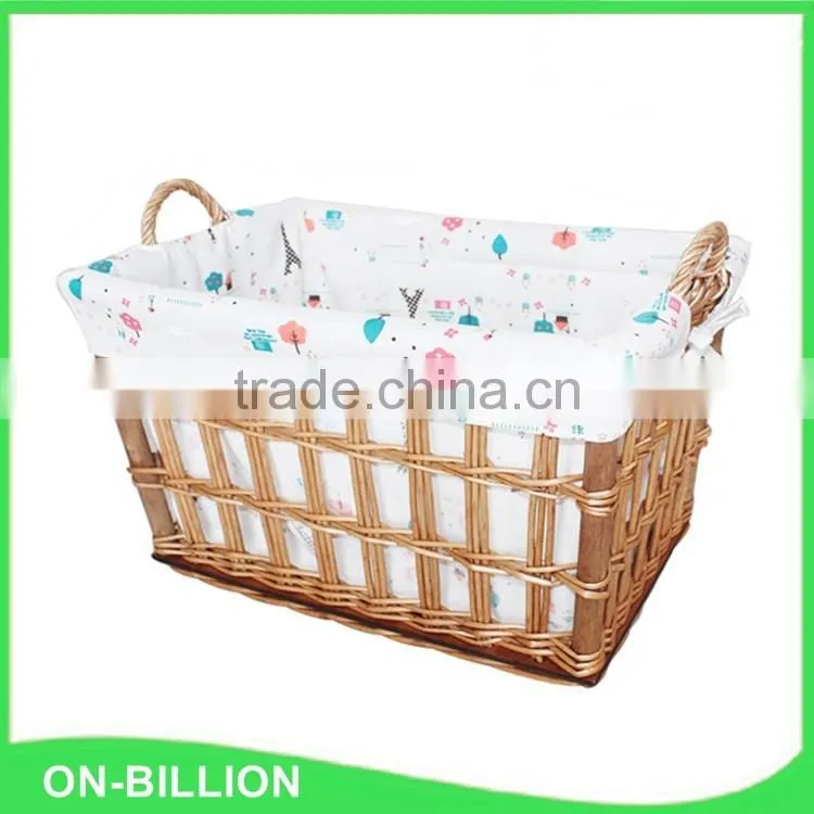 Home storage nested wicker knitting baskets with 2 side handles