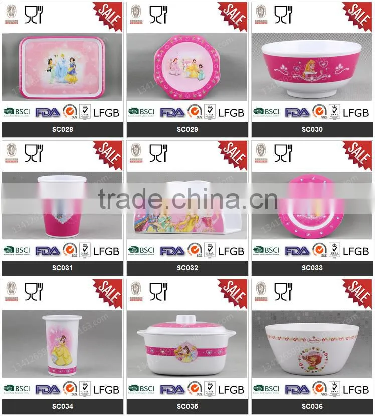 Melamine kids cake dinnerware set / children cake tableware spoon fork and bowl set