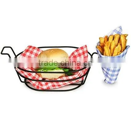 Fry Basket Fast Food Metal Wire Storage Basket with Chips Cone Holder