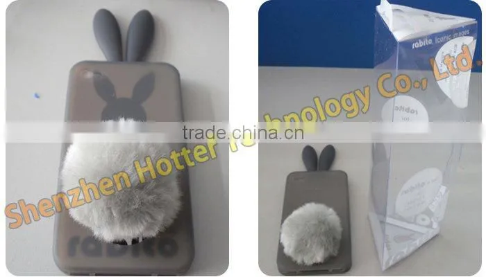 Hot Pink Bunny Rabito silicone Case Cover For iPhone 4