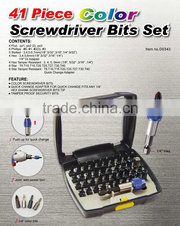 41 Piece Color Screwdriver Bits Set