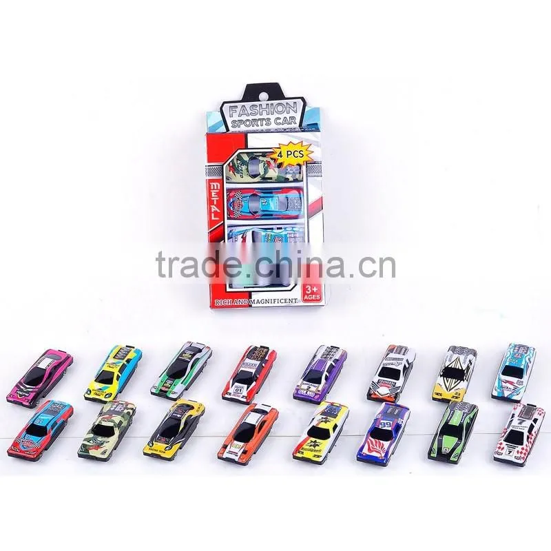 Fashion Sports Car toy in various colors and designs, 4pcs a set for your kids