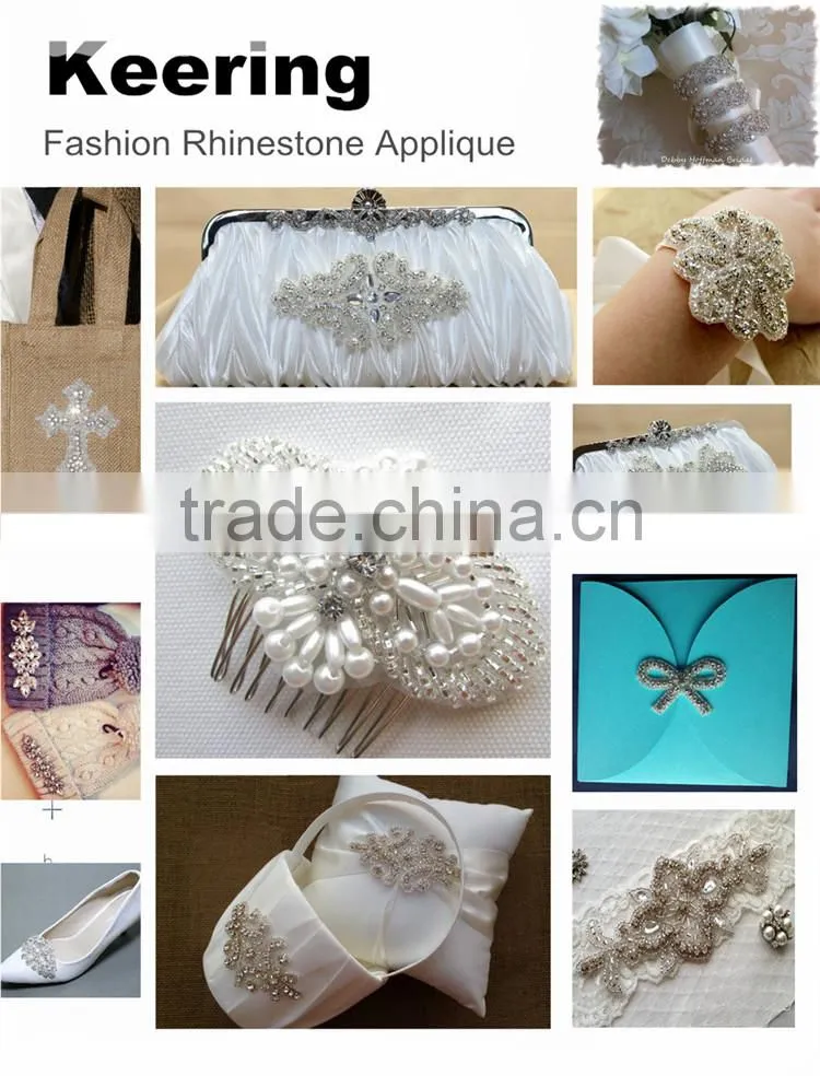 2016 New arrival flower rhinestone beaded patch for applique