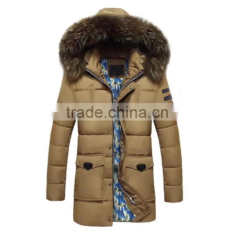 2016 top quality wind proof mens parka winter jacket with fur hood parka jackets wholesale blank