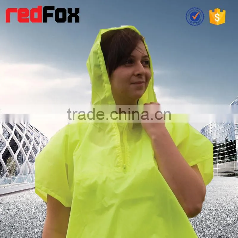 cheap fashion reflective rain poncho with logo