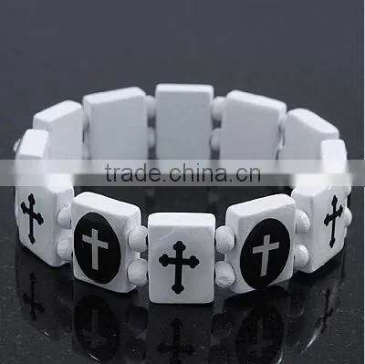 country flag stretchable wooden bracelet custom wooden bracelet