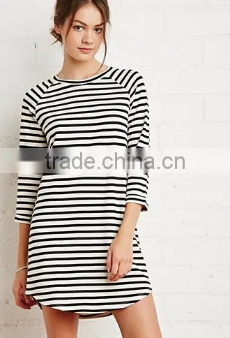 Classic stripes straight 7 minutes of sleeve dress