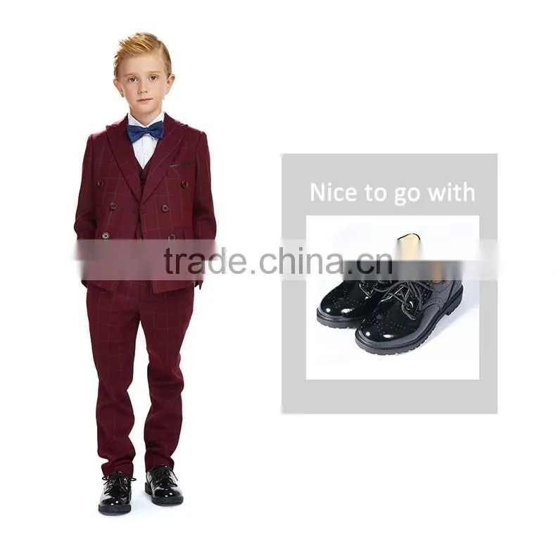 ELPA 2016 Fashion NXB0058 hot sale three pieces Red plaid kids suits clothes for wedding