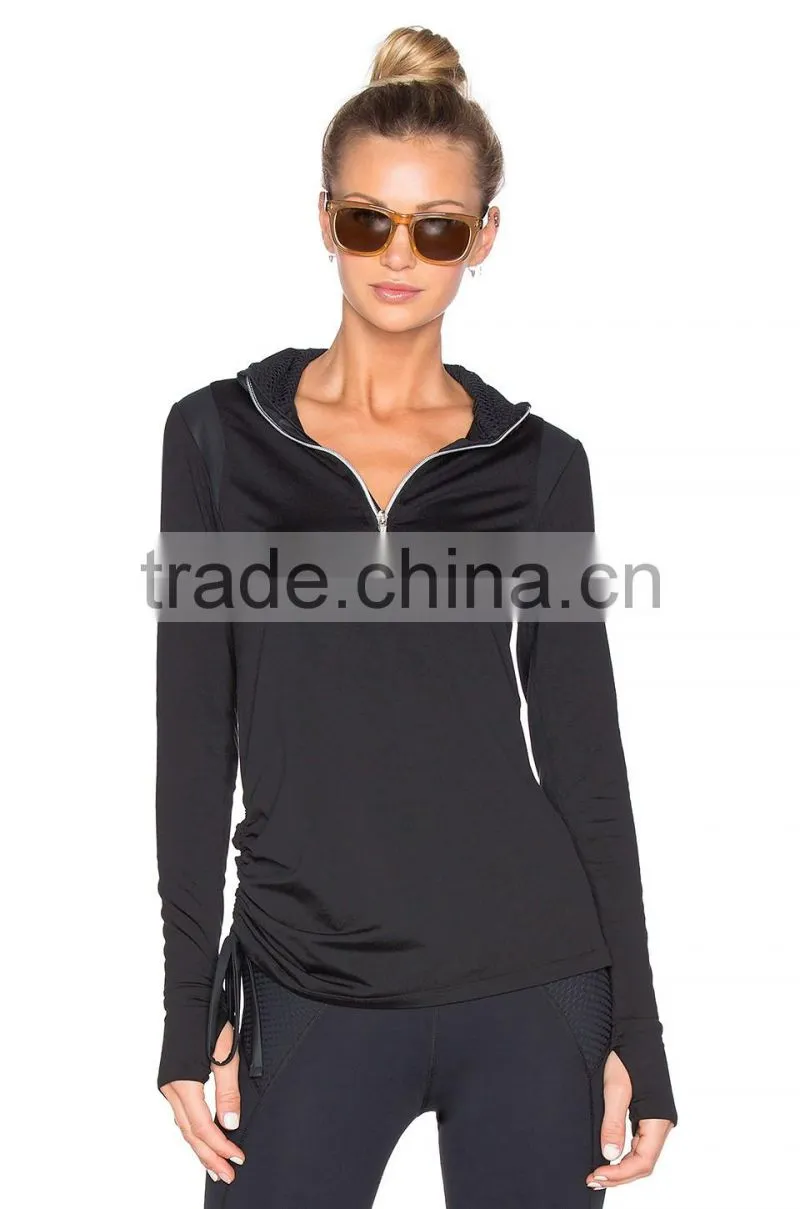 2016 Winter wholesale women Long sleeved sweat100% cotton plain full zip hoodie