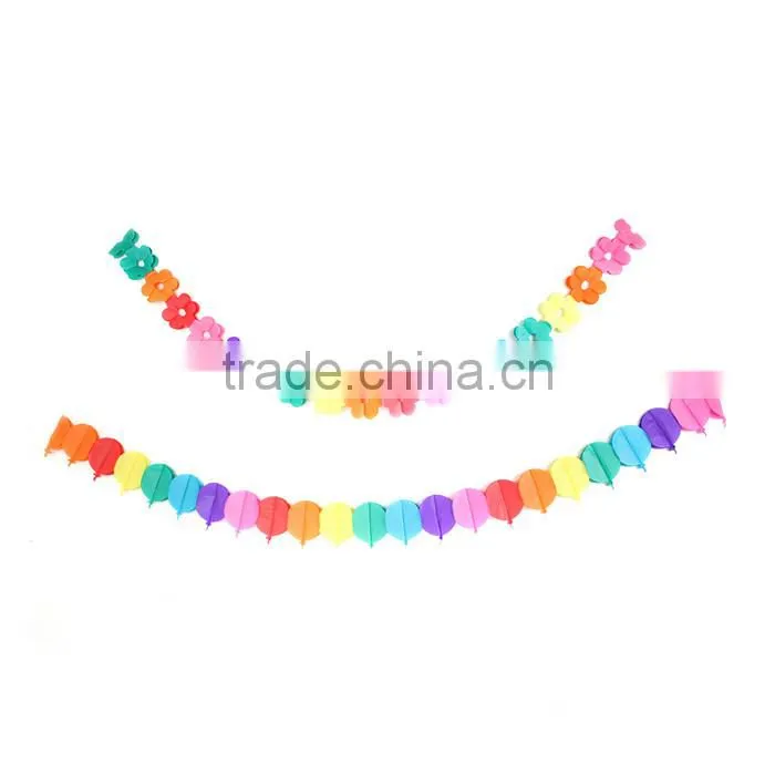 Paper Party Banner Garland Decorations Multicolor Pull Bow