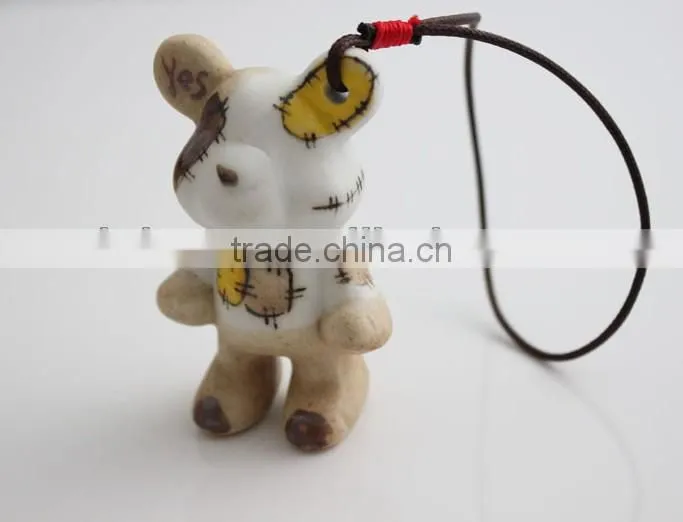 'Patch Bear' Promotion Gifts for Decorations Accessory,China Novelty Ceramic Mobile Charms,Promotional Mobile Phone Pendant
