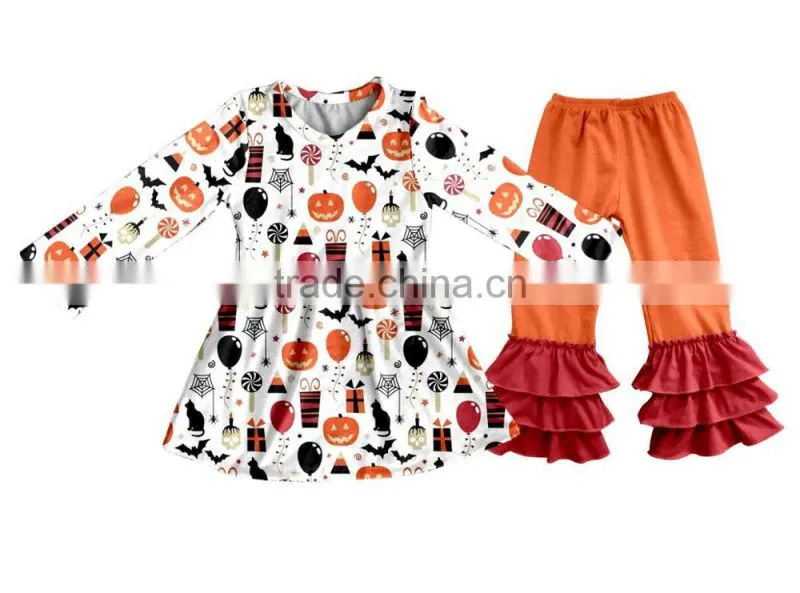 Newest Toddler ruffle pants Children Boutique Halloween Clothing Sets Kids Outfits Fall Baby Girl Clothes