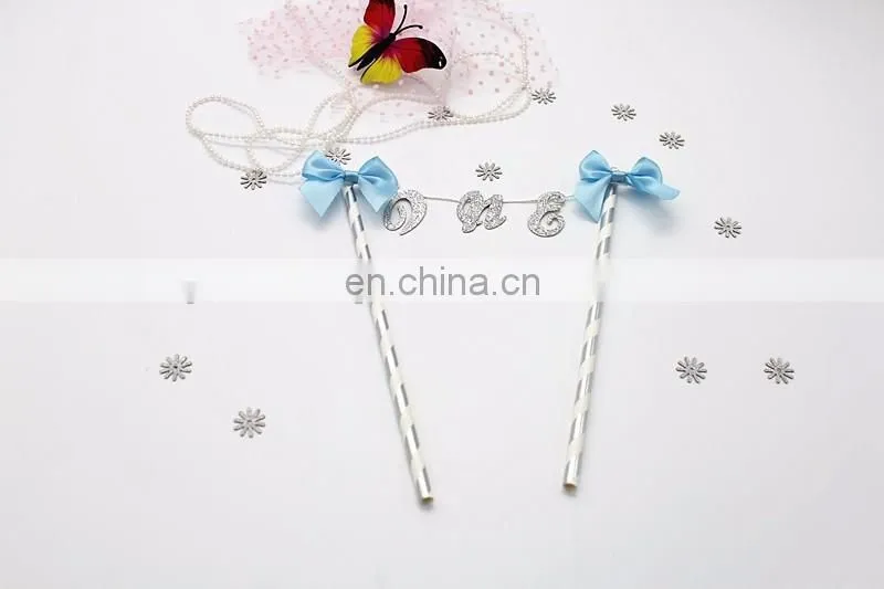 Newest One with Bow Baby Girl/Boy Birthday Paper Cake Bunting