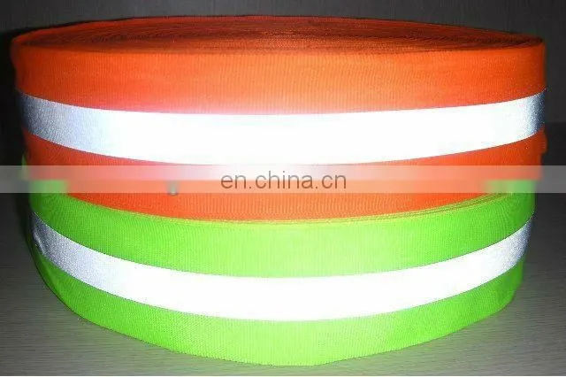 Hi vis Fabric Tape Fluorescent 8cm Black Nylon Ribbon For Safety Clothes