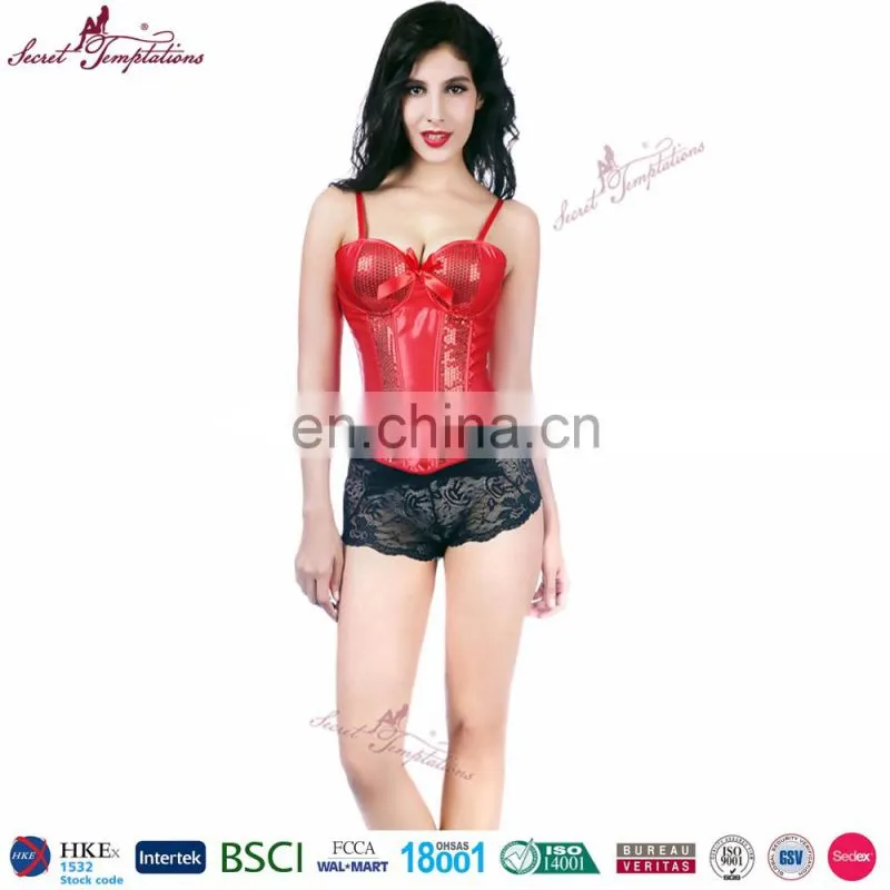 wholesale waist shaper sequins up with bow mature lady luxury lingerie women sexy red corset