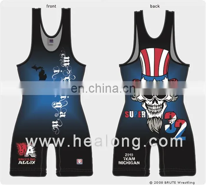 Healong Sublimation Sexy Wrestling Singlets Women 65 Cotton 35 Polyester