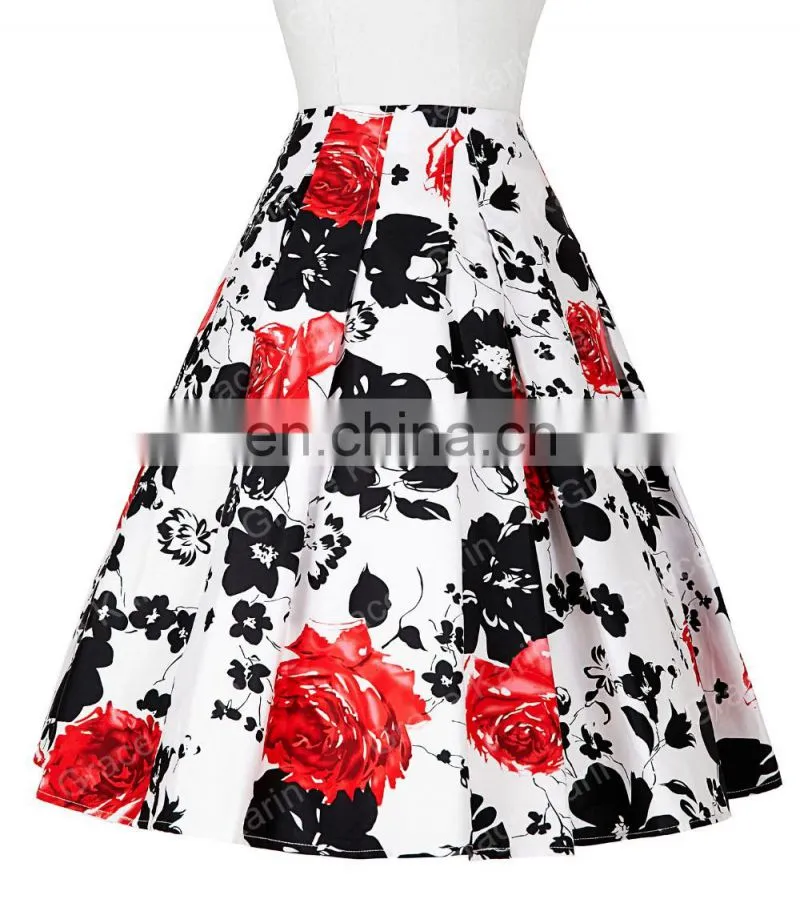 Grace Karin Occident Vintage Retro 50s Floral Pattern Cotton Skirt 9 Patterns CL008925-3