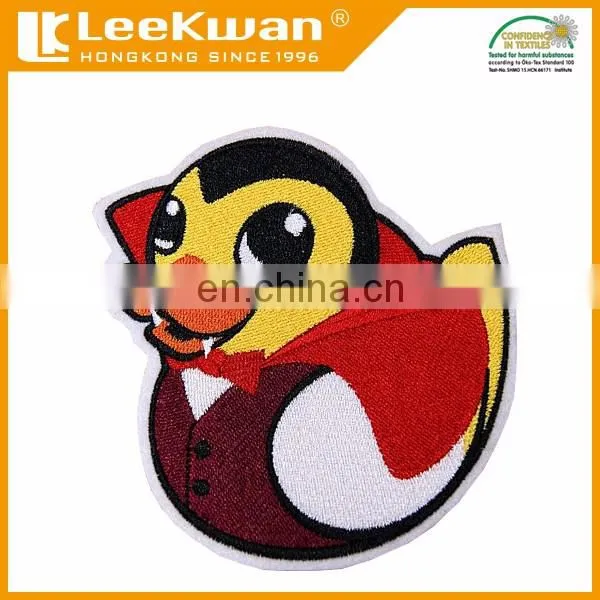 100% embroidery Duck applique with laser-cut border