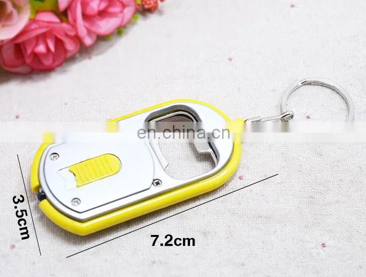 Souvenir Metal Keychain Bottle Opener With LED Light OEM Gift Flash light