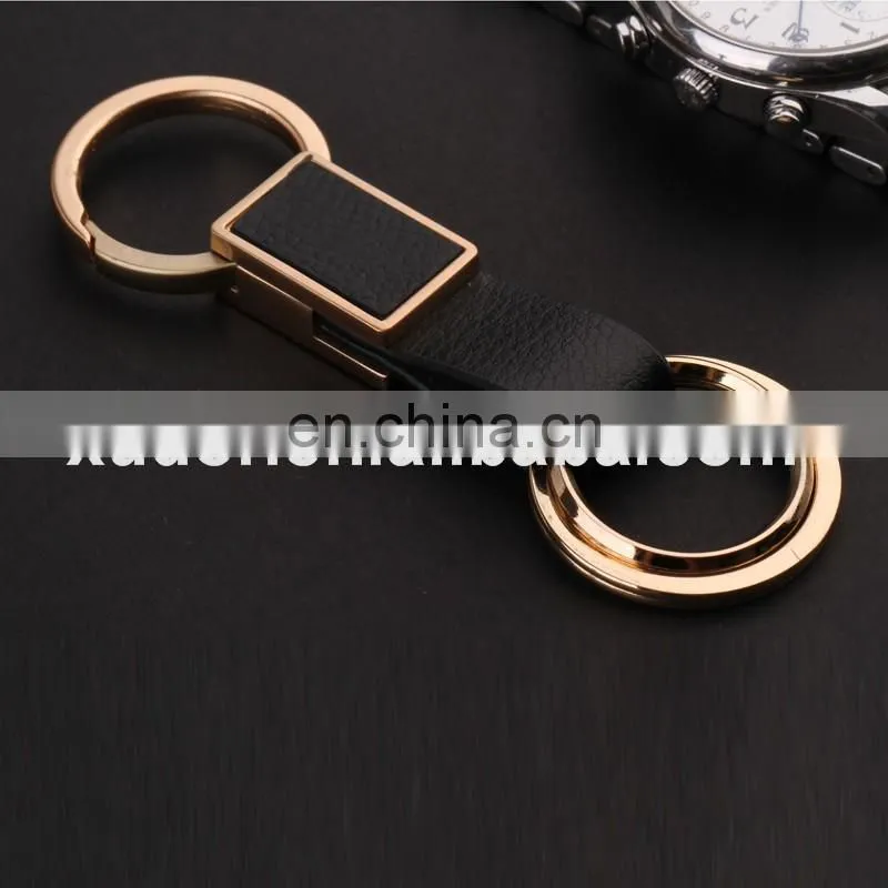 popular style embossed logo black leather keychain for business promotional gift