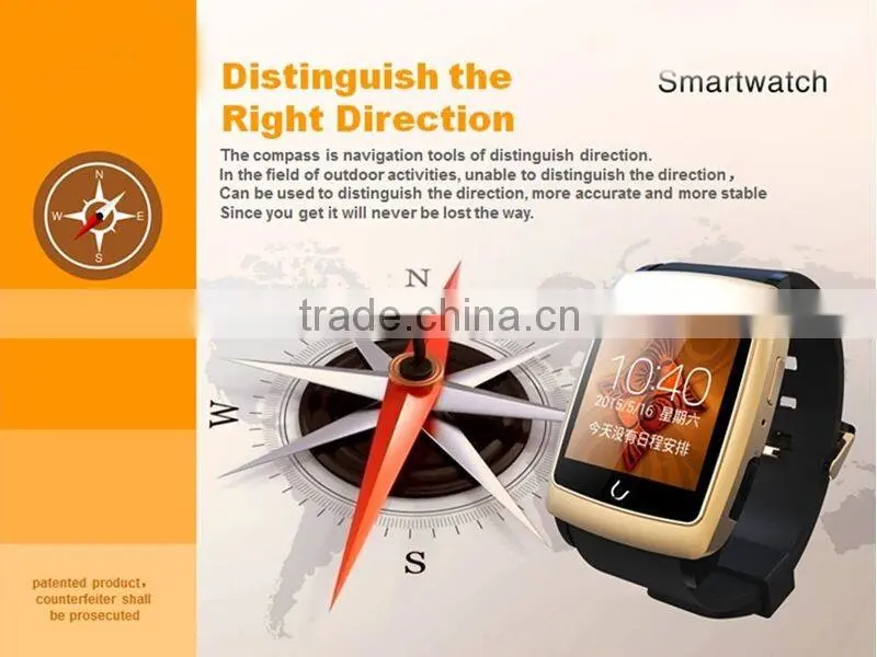 GPS compass wifi raise hand light up android system u18 smart watch