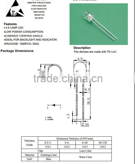 DIP LED 3mm 5mm 10mm through hole LED