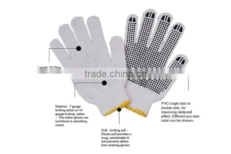OEM Available Cheap White Cotton Gloves With PVC Dots LG073