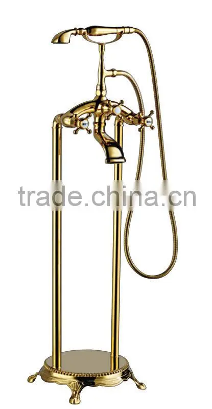 Antique Bathroom Gold Plated Floor Standing Telephone Shower Sets